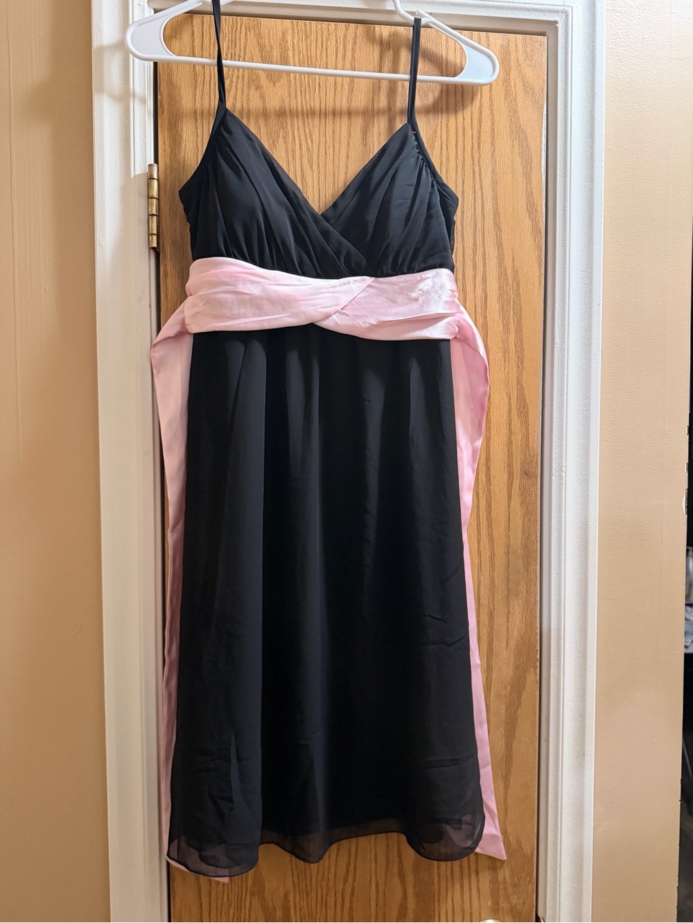 Black and Pink Chiffon dress/spaghetti strap